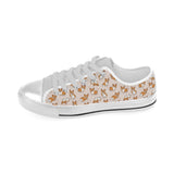 Cute Corgis Pattern pink background Men's Low Top Canvas Shoes White