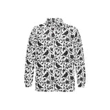 Crow dark floral pattern Men's Long Sleeve Polo Shirt