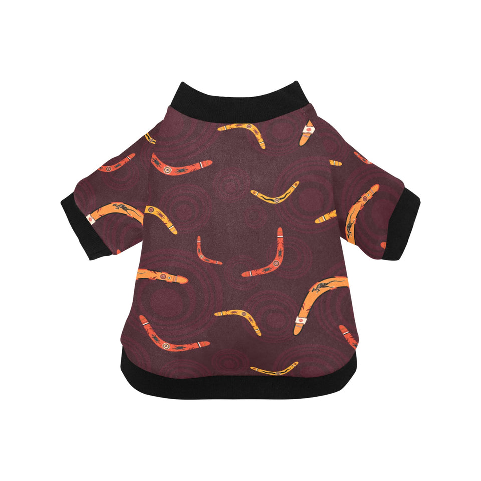 Boomerang Australian aboriginal ornament circle bl All Over Print Pet Dog Round Neck Fuzzy Shirt