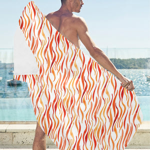 Fire flame watercolor pattern Beach Towel