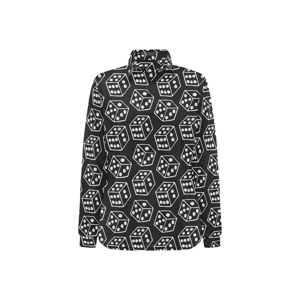 Dice Pattern Print Design 01 Women's Long Sleeve Polo Shirt
