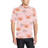 Cute fox pattern pink background Men's All Over Print Polo Shirt