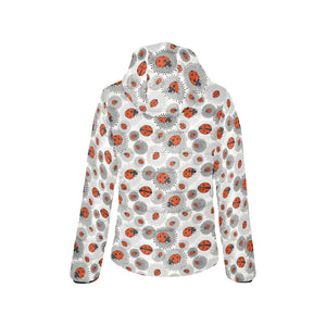 Ladybug Pattern Print Design 05 Women's Padded Hooded Jacket