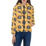 Boston terrier design pattern Women's Padded Hooded Jacket