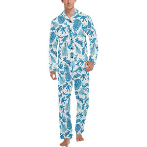 Coral Reef Pattern Print Design 01 Men's Long Pajama Set