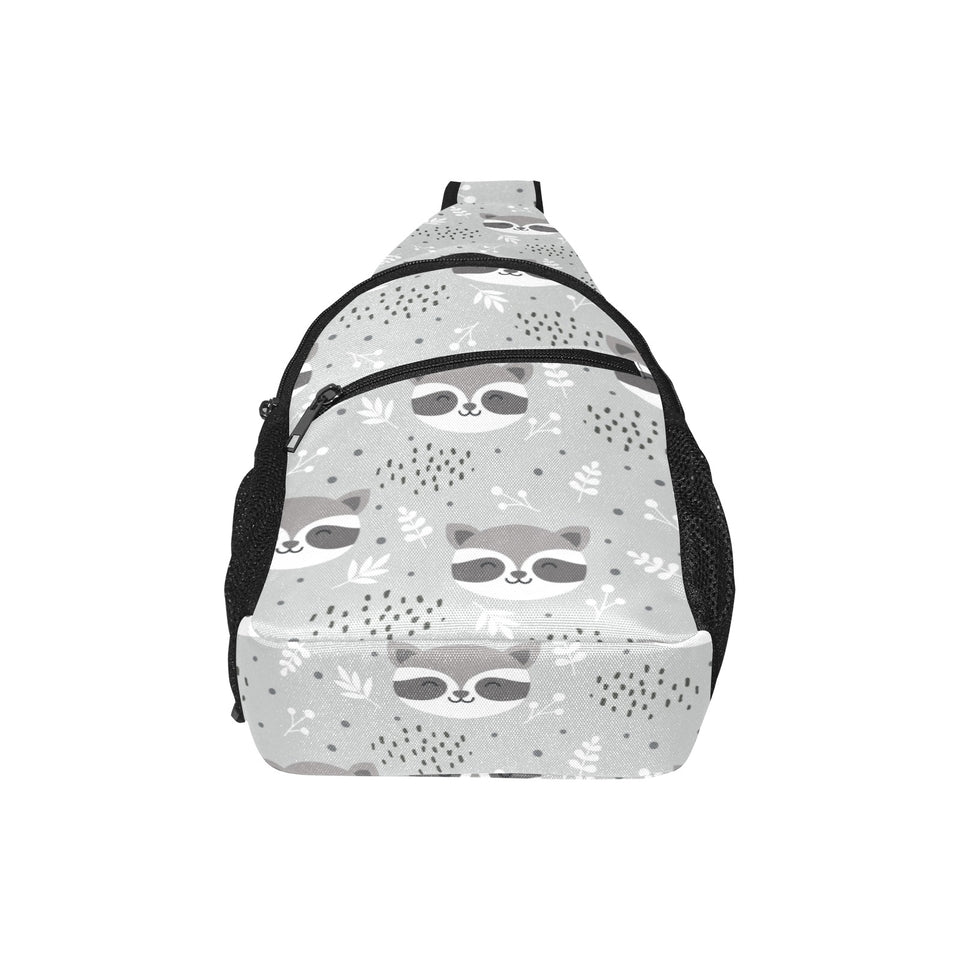 Cute raccoons leaves dot All Over Print Chest Bag