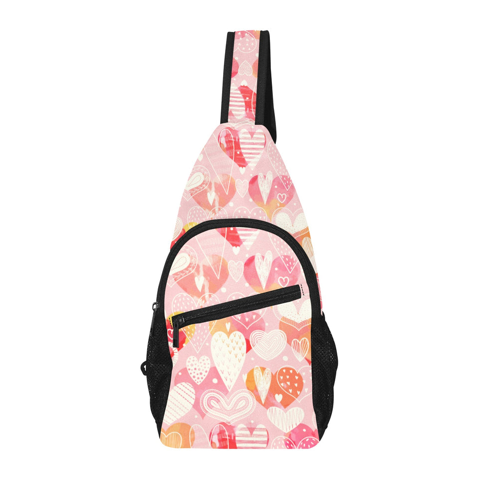 Hand drawn heart design pattern All Over Print Chest Bag