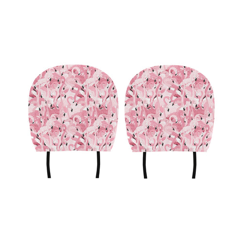 Pink flamingos pattern background Car Headrest Cover