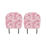 Pink flamingos pattern background Car Headrest Cover