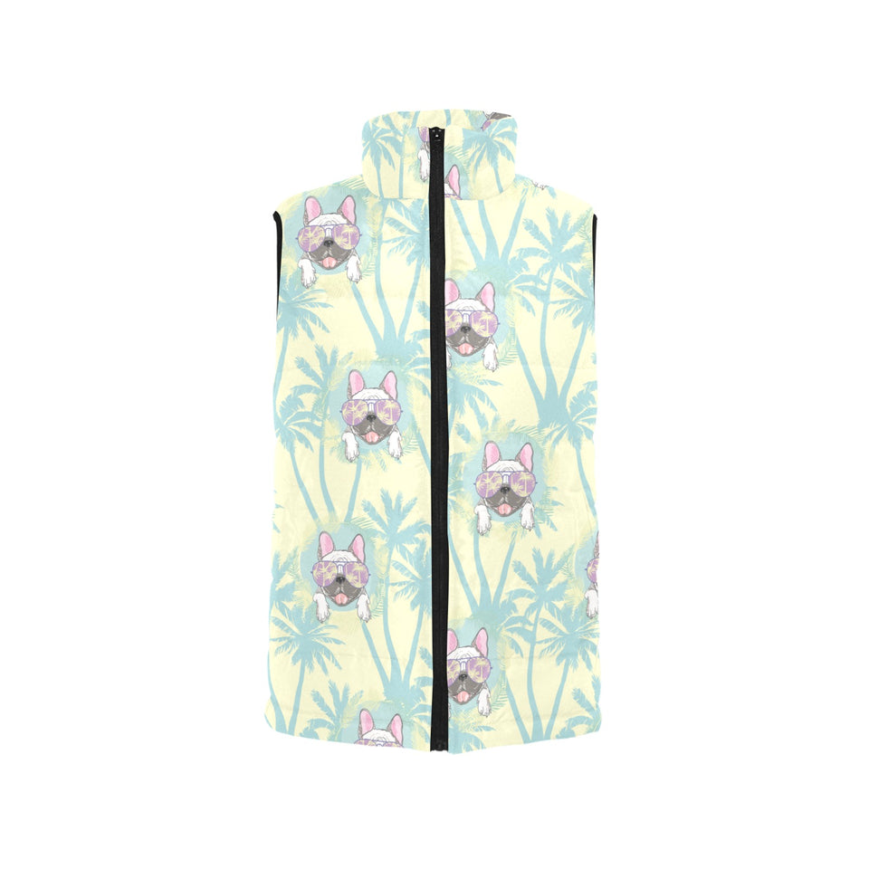 French bulldog hawaii blackground Women's Padded Vest