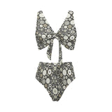 Gear Pattern Print Design 02 Chest Bowknot High Waisted Bikini Swimsuit