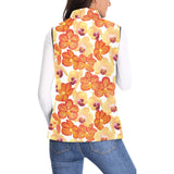Orange yellow orchid flower pattern background Women's Padded Vest