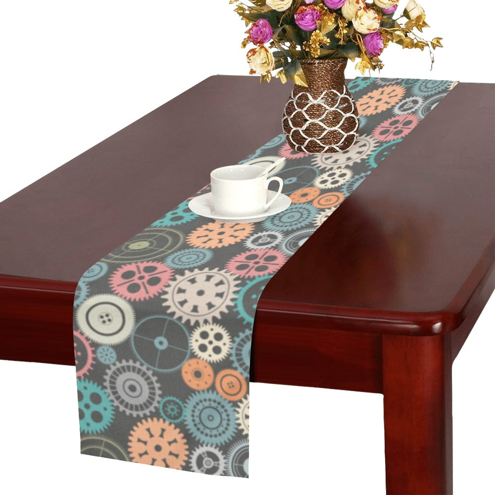 Gear Pattern Print Design 05 Table Runner