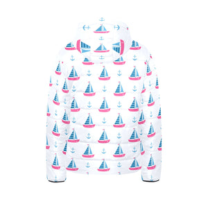 Sailboat anchor pattern Kids' Boys' Girls' Padded Hooded Jacket