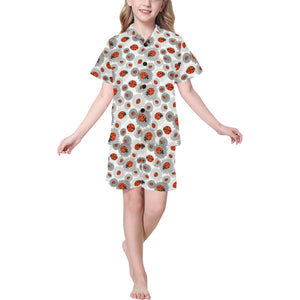 Ladybug Pattern Print Design 05 Kids' Boys' Girls' V-Neck Short Pajama Set