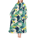 Toucan tropical leaves design pattern Blanket Robe with Sleeves