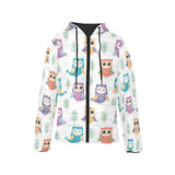 Cute owl pattern Women's Padded Hooded Jacket