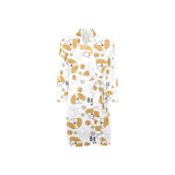 Cute beagle dog pattern background Men's Long Sleeve Belted Night Robe