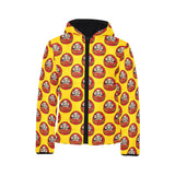 Daruma japanese wooden doll yellow background Kids' Boys' Girls' Padded Hooded Jacket