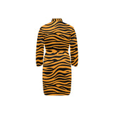 Bengal tigers skin print pattern background Men's Long Sleeve Belted Night Robe