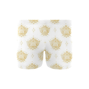 Gold Ornamental lotue waterlily symbol pattern Men's Swimming Trunks
