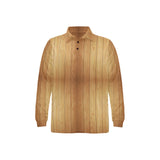 Wood Printed Pattern Print Design 05 Men's Long Sleeve Polo Shirt