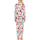 Red Blue guitar pattern Women's All Over Print Pajama Set