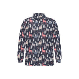 Deers Winter Christmas pattern Men's Long Sleeve Polo Shirt