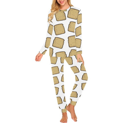 Bread Toast Pattern Print Design 03 Women's All Over Print Pajama Set
