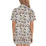 Giraffe Pattern Print Design 05 Women's V-Neck Short Pajama Set