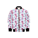 Purple seahorse blue coral pattern Kids' Boys' Girls' Bomber Jacket
