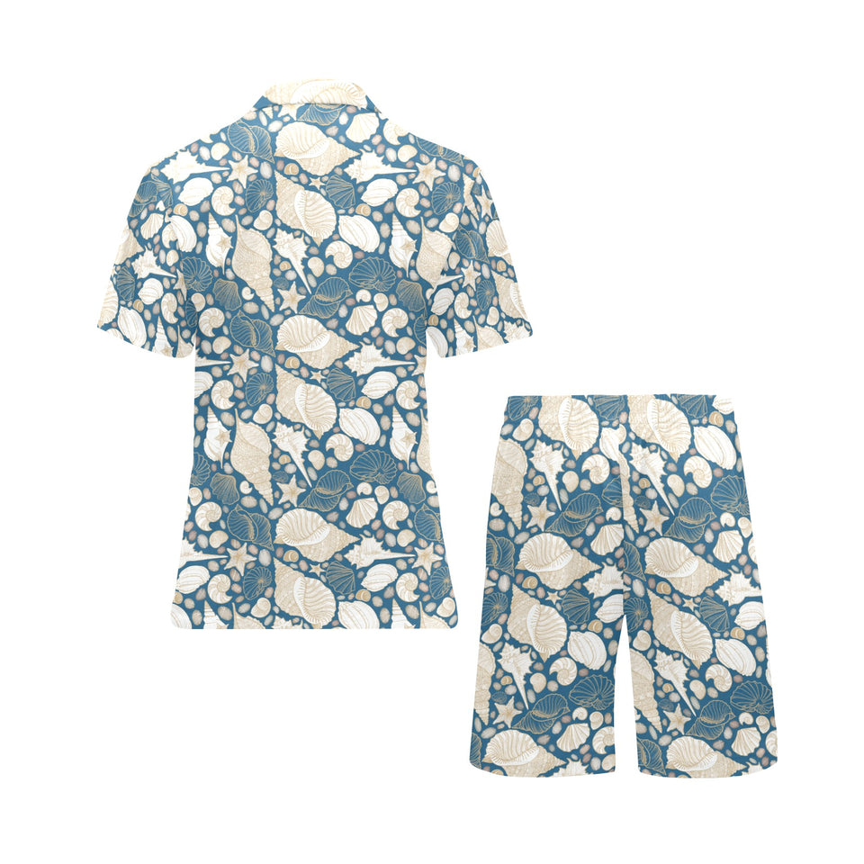 Sea turtle Polynesian Tribal design pattern Men's V-Neck Short Pajama Set