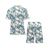 Sea turtle Polynesian Tribal design pattern Men's V-Neck Short Pajama Set