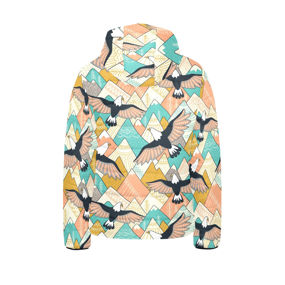 Eagle Pattern Print Design 02 Kids' Boys' Girls' Padded Hooded Jacket
