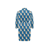Golden Retriever Pattern Print Design 03 Men's Long Sleeve Belted Night Robe