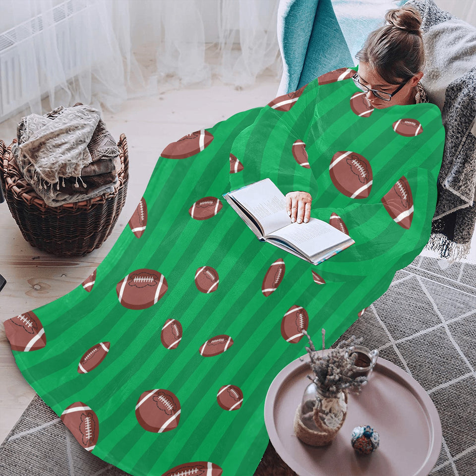 American football ball field background Blanket Robe with Sleeves