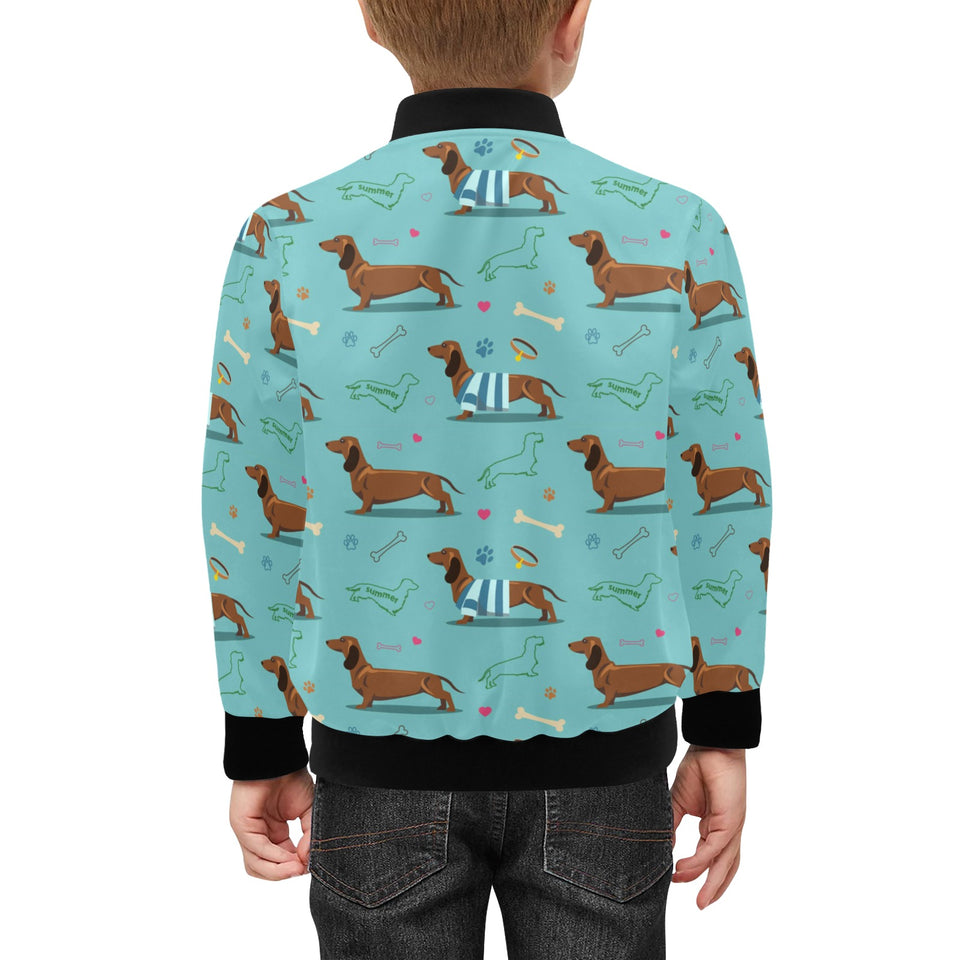 Dachshund decorative background Kids' Boys' Girls' Bomber Jacket