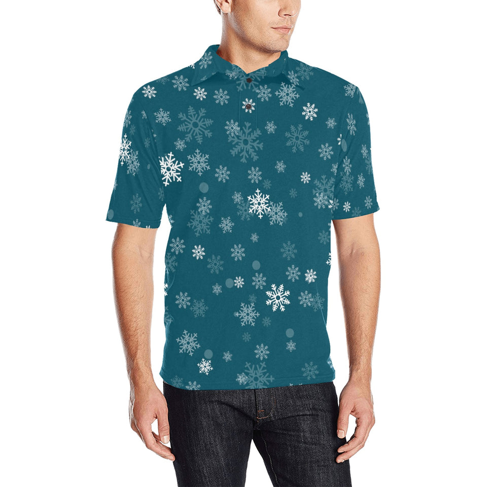 Snowflake pattern dark background Men's All Over Print Polo Shirt