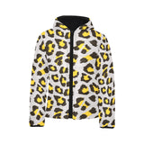 Gray Leopard print pattern Kids' Boys' Girls' Padded Hooded Jacket