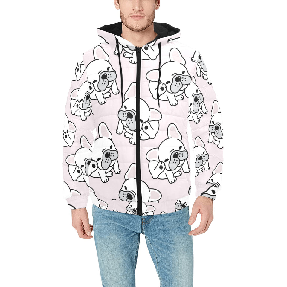 Cute french bulldog pattern Men's Padded Hooded Jacket