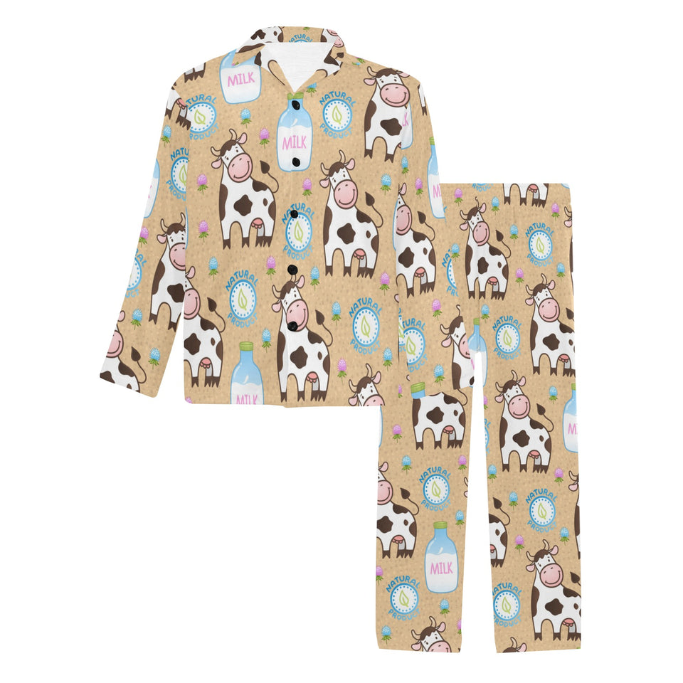 Cow bottle of milk pattern Men's Long Pajama Set