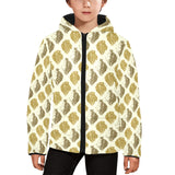 Lion Pattern Print Design 02 Kids' Boys' Girls' Padded Hooded Jacket