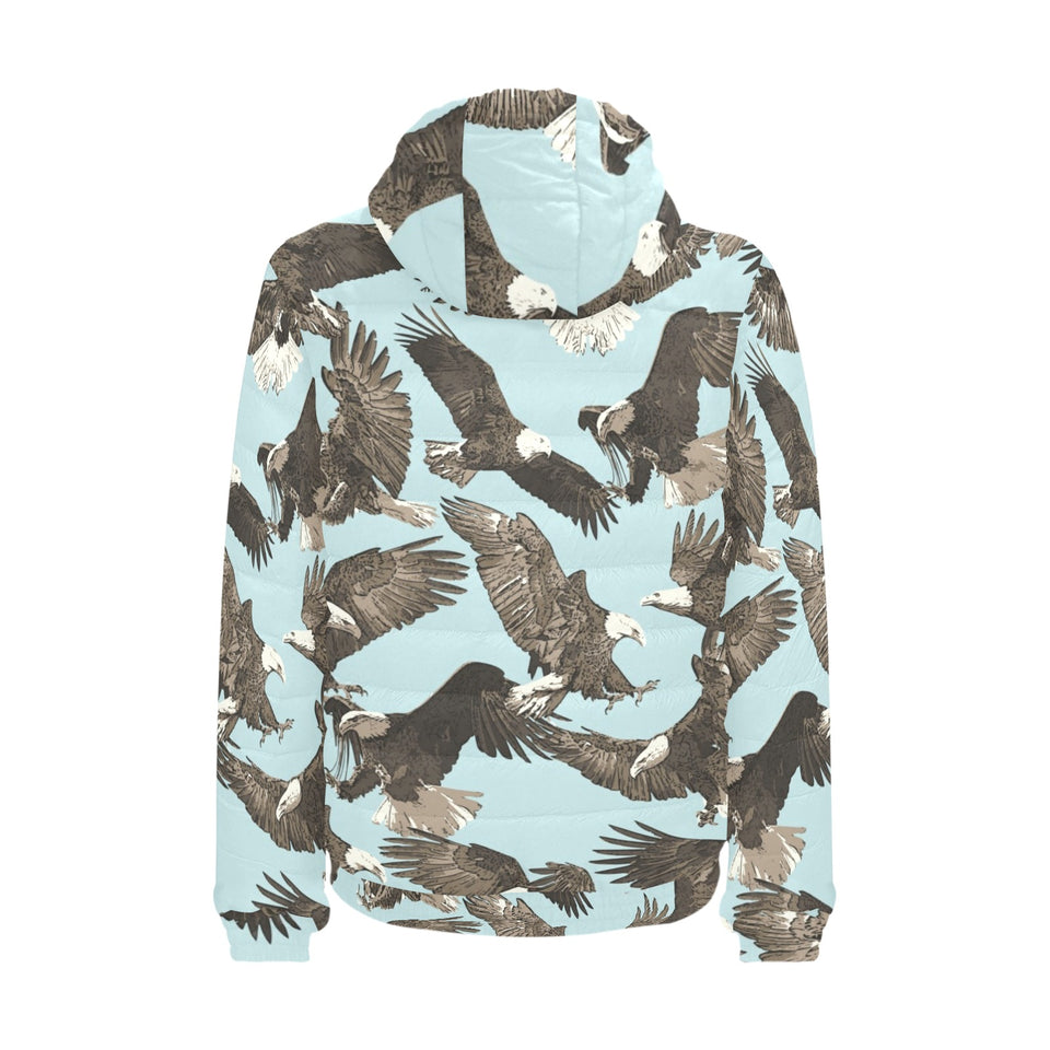 Eagle Pattern Print Design 01 Men's Padded Hooded Jacket