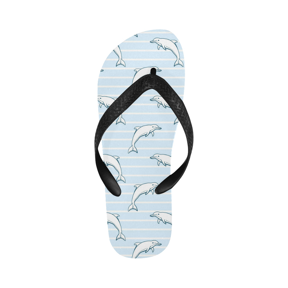 Dolphin blue striped background Unisex Flip Flops