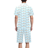 Swordfish Pattern Print Design 01 Men's V-Neck Short Pajama Set