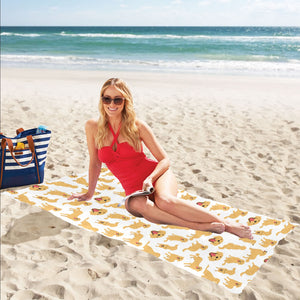 Golden Retriever Pattern Print Design 05 Beach Towel