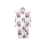 Cute pug hat rabbit costume pattern Men's Long Sleeve Belted Night Robe