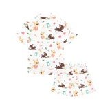 Cute Chihuahua puppie pattern Kids' Boys' Girls' V-Neck Short Pajama Set