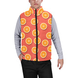 Oranges pattern red background Men's Padded Vest