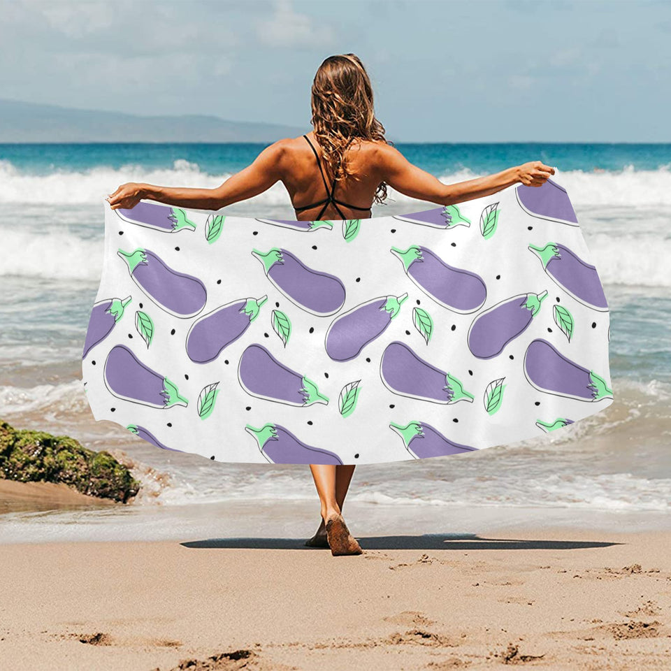 Eggplant Pattern Print Design 05 Beach Towel